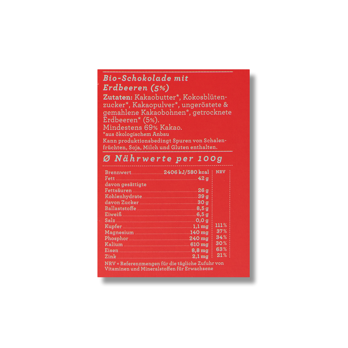 Chocqlate - Vente Barre chocolatée - Chocolat bio FRAISE CHOCQLATE - paquet de 104