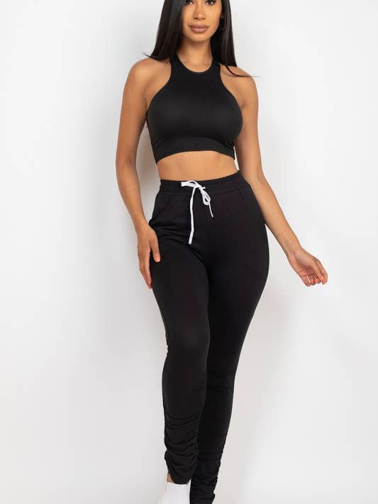 Crop Top & Ruched Pants Set for wholesale by Vanilla Monkey
