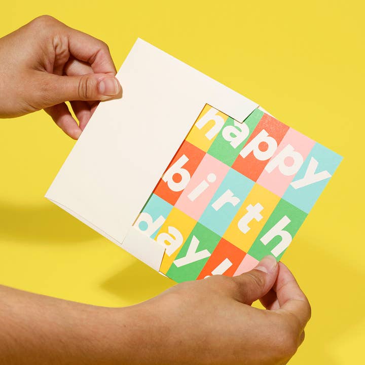 paper&stuff - Wholesale Birthday Card - Birthday Grid Greeting Card – Modern & Colorful1