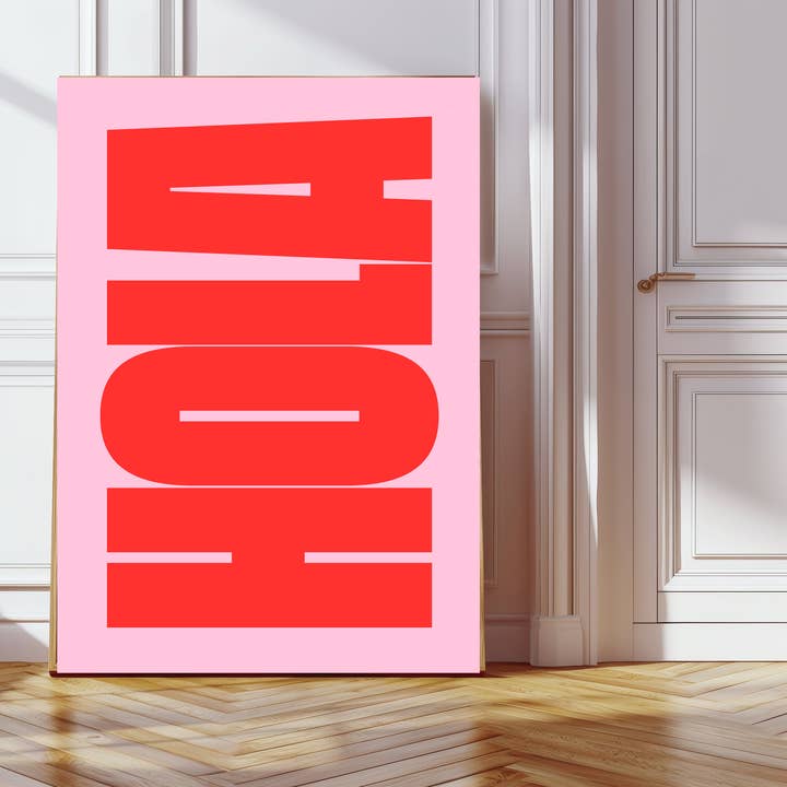 Hola Typography Art Print for wholesale by Kumo Art Prints