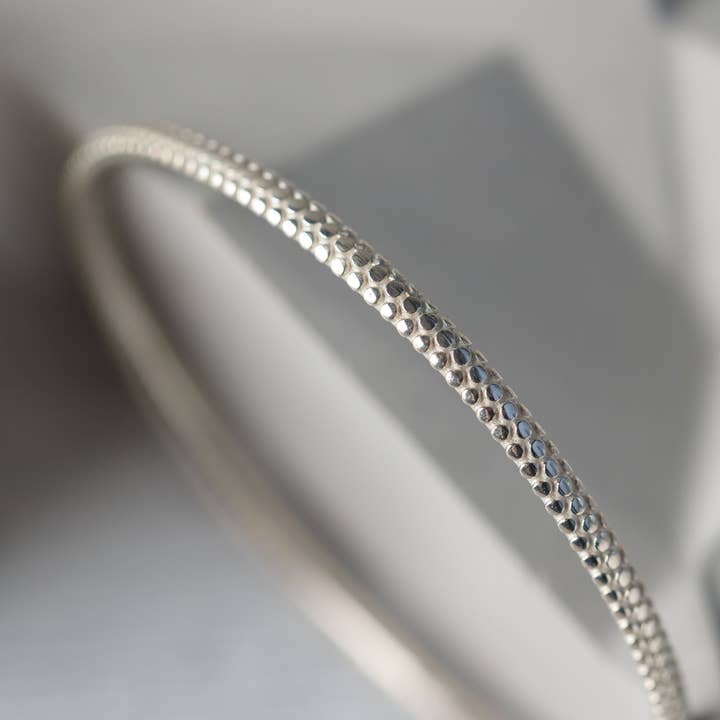 Dotty Textured Silver Classic Bangle for wholesale by BOO jewellery