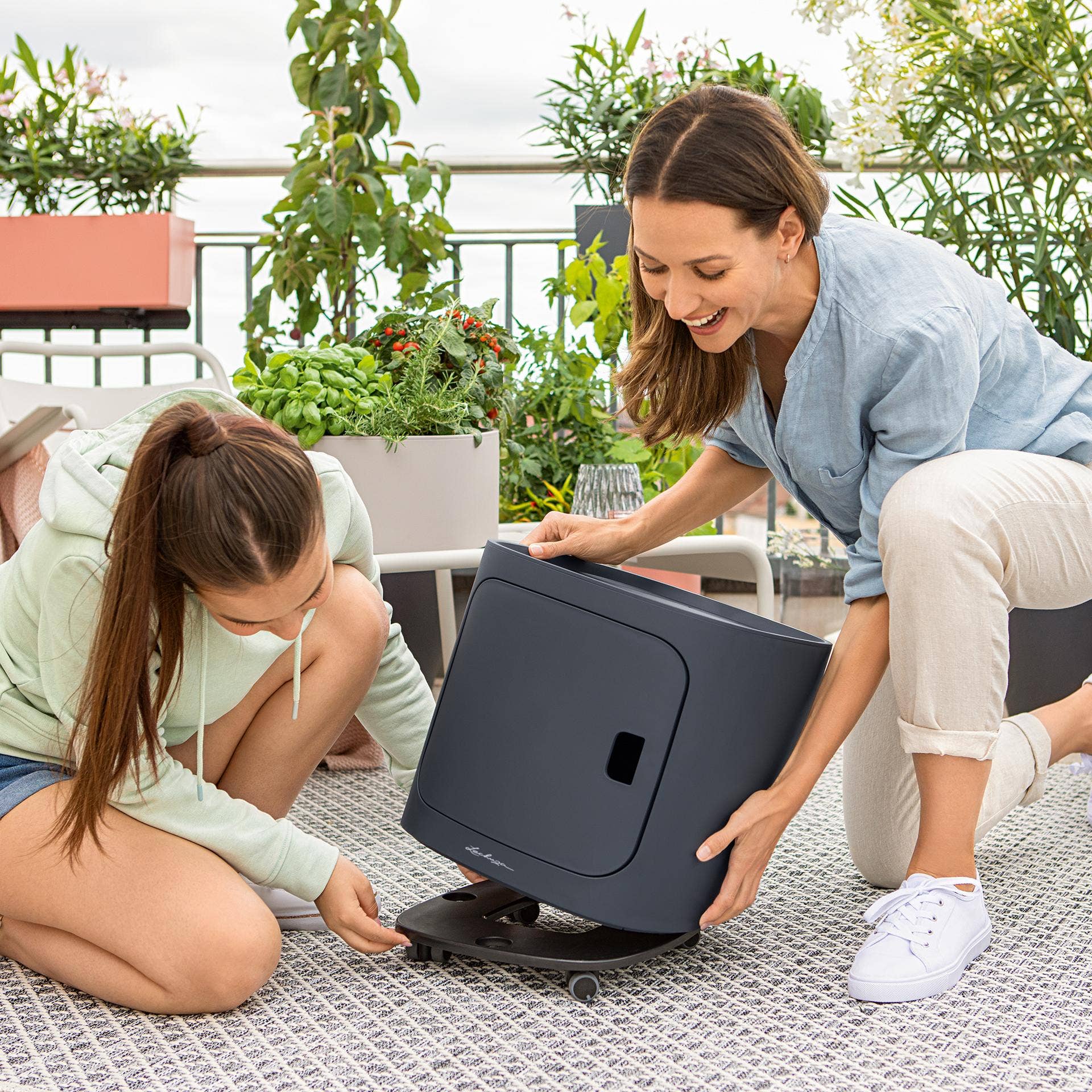 Lechuza Self Watering Planters - Vente Cubes de rangement - LECHUZA PILA STORAGE Unité en polyrésine couleur avec drain de pluie8