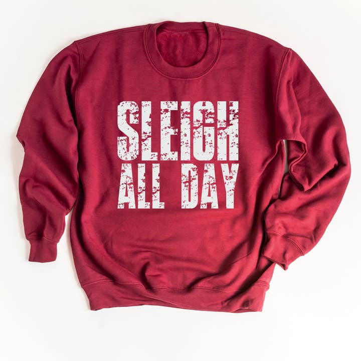Sleigh All Day Block Distressed Sweatshirt for wholesale by Olive And Ivory Wholesale