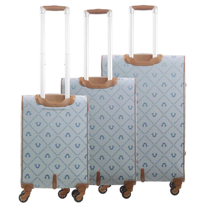True Religion - Wholesale Luggage - True Religion Soft Sided 3 pc spinner Luggage Set, DENIM2