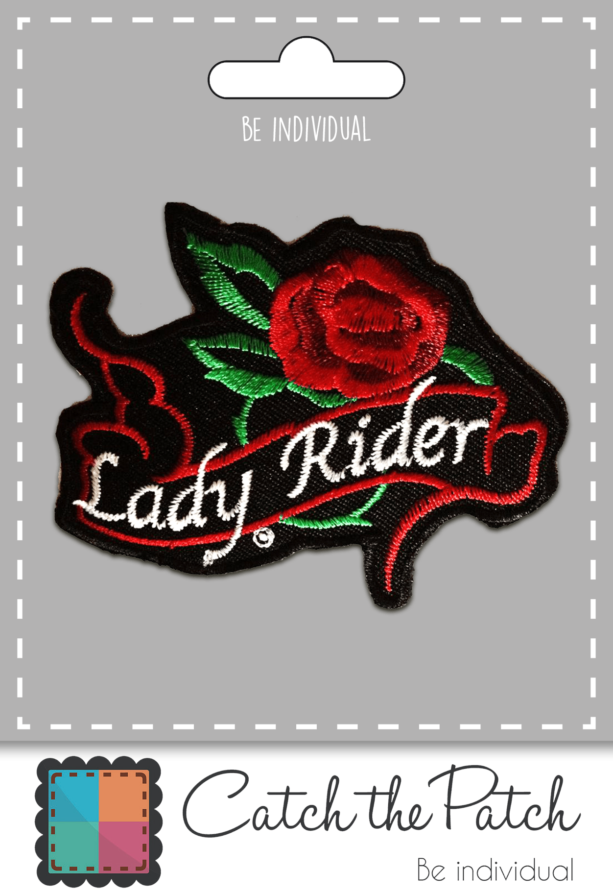 black Iron-on Patch/Patch - Lady Rider Biker for wholesale on Faire1