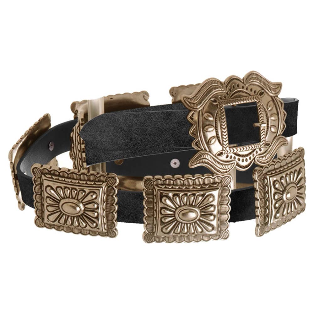 JOIA ACCESSORIES - Wholesale Belt - Women's - RECTANGLE CONCHO LINK BELT, IW 25017WSHAGO2
