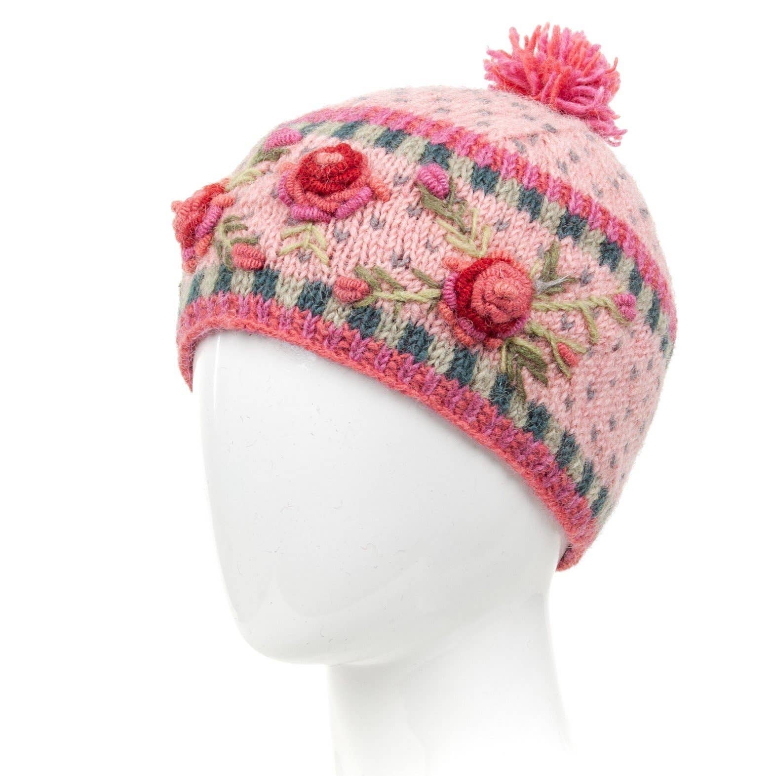 Lost Horizons Knitwear – Ships from USA - Wholesale Beanie - Women's - Aubrey Hand Knit Wool Beanie | Embroidered Floral Hat8