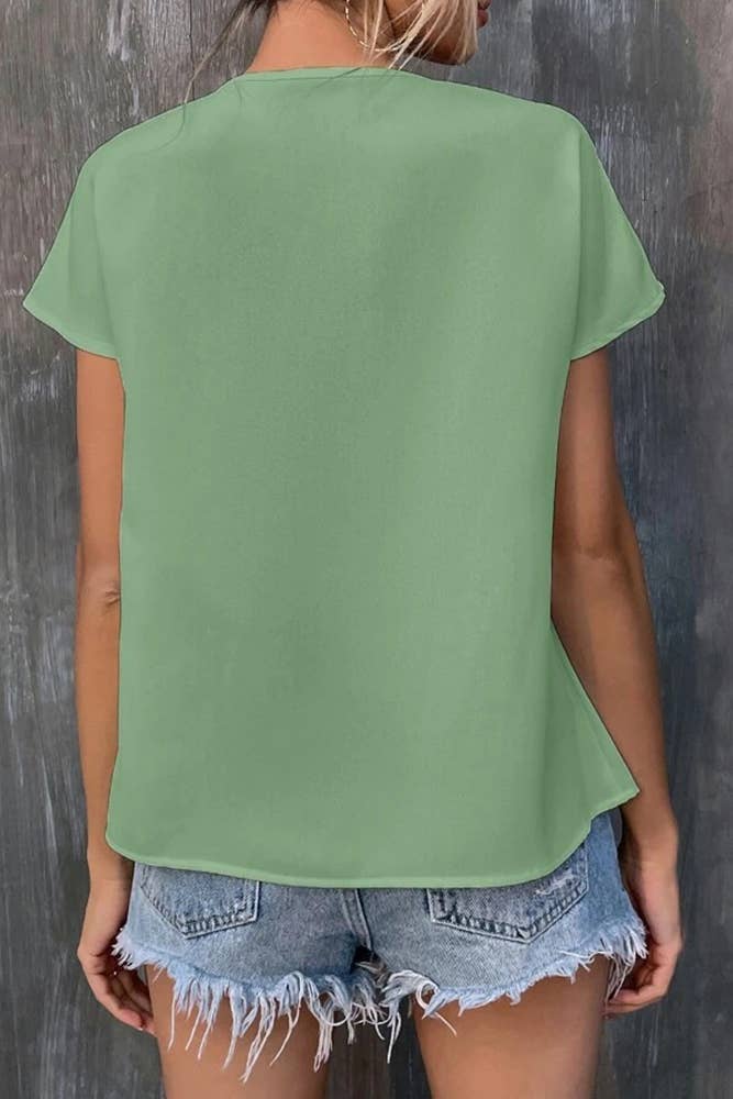 UNISHE - Venta al por mayor Blusa - Mujer - Top bordado con cuello dividido y empalme floral AXR0176