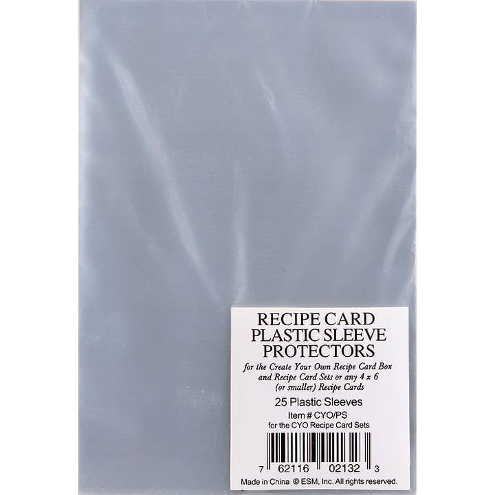 Meadowsweet Kitchens - Wholesale Recipe Card - Refill Pack - 25 Recipe Card Plastic Sleeve Protectors