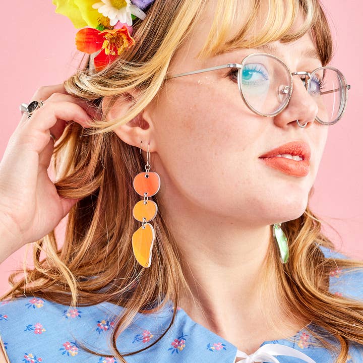 The Lost & Found - Wholesale Dangle Earrings - Triple Drop Earrings "Rainbow Irridescent"1