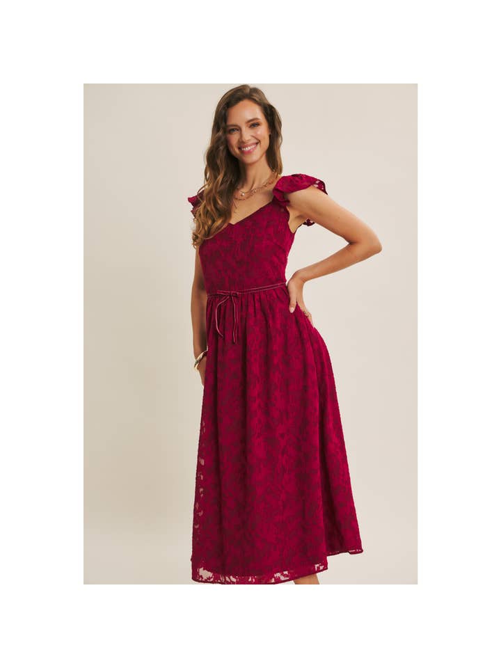 in february – Großhandel Kleid – Damen – MIT REICHER TEXTUR SAMT TAILLEN JACQUARD MIDI KLEID2