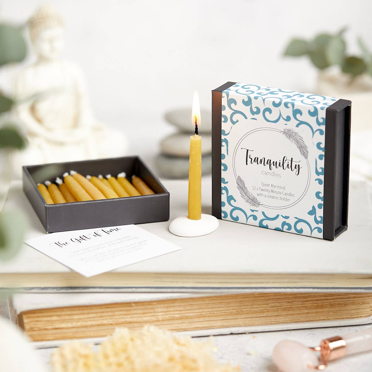 Cotton & Grey - Venta al por mayor Velas cónicas/candeleros - Paquete Mente Cuerpo Alma40