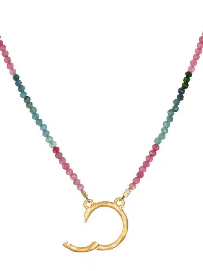 Colar Amuleto Colecionador de Charme Círculo Completo 18K Pedra Preciosa por atacado de HoopLa