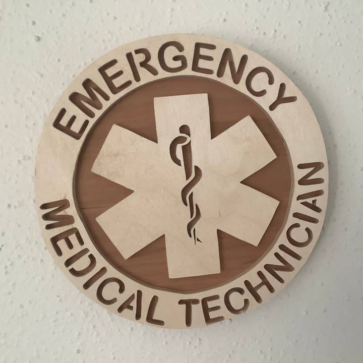 EMT Plaque for wholesale by Rocking-F-Woodworks
