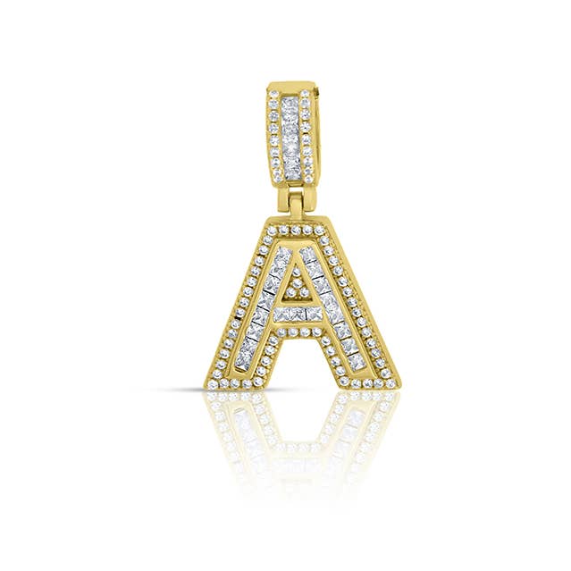 Sterling Silver Gold Plated Mini Baguette Block Initials for wholesale by NYC Sterling