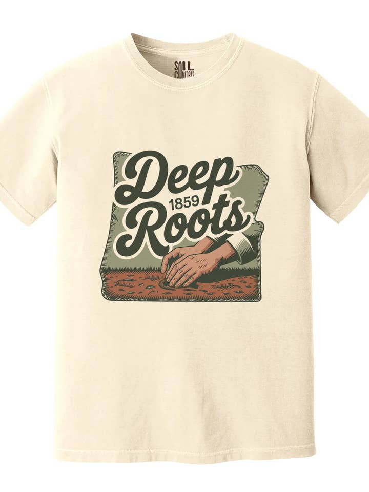 Deep Roots 1859 Homesteading Graphic T-Shirt for wholesale by Soil Comforts