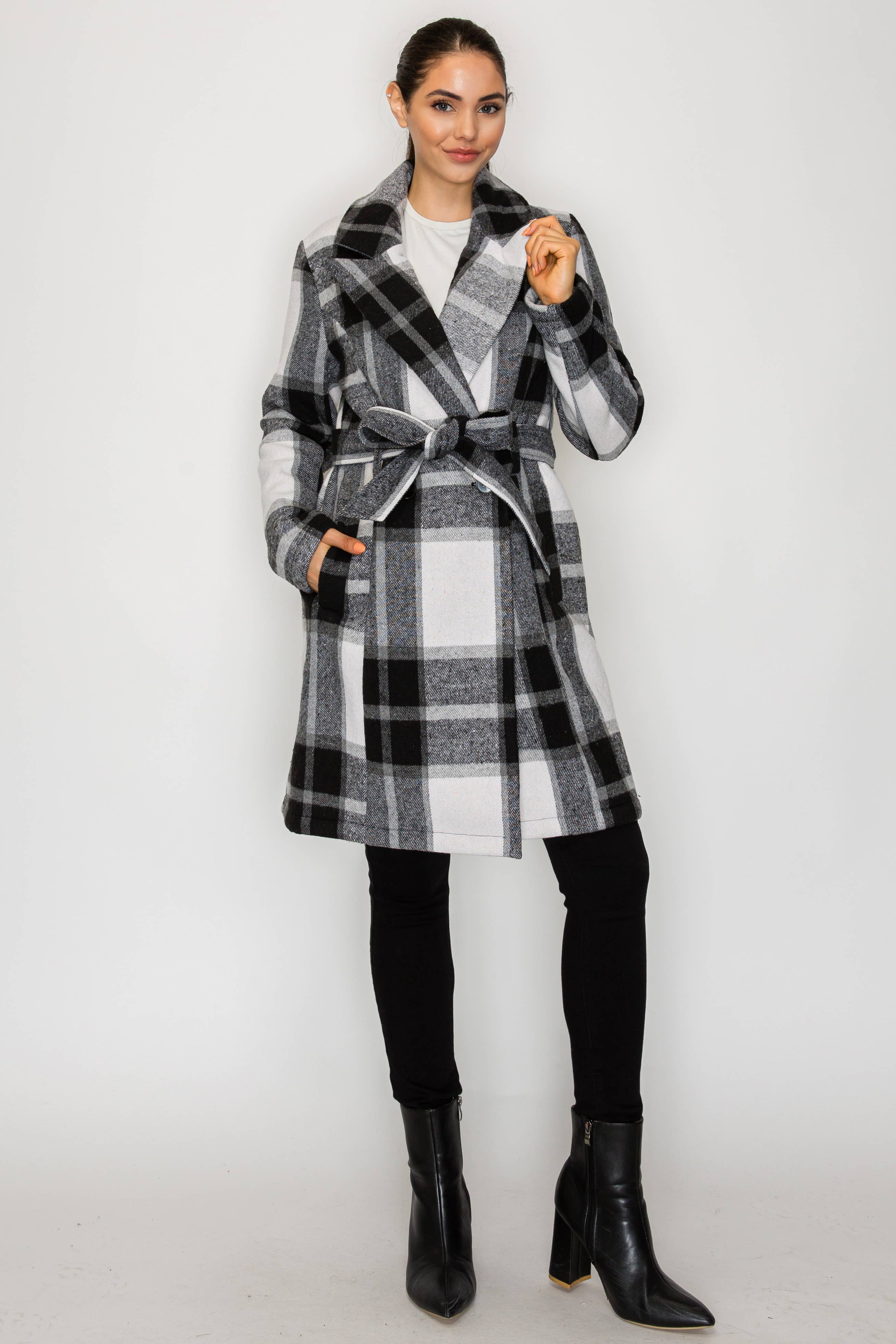 PATRONCITO USA INTERNATIONAL, INC - Wholesale Coat - Women's - Women's Long Coat Plaid Jacket with belt (LJ400)20