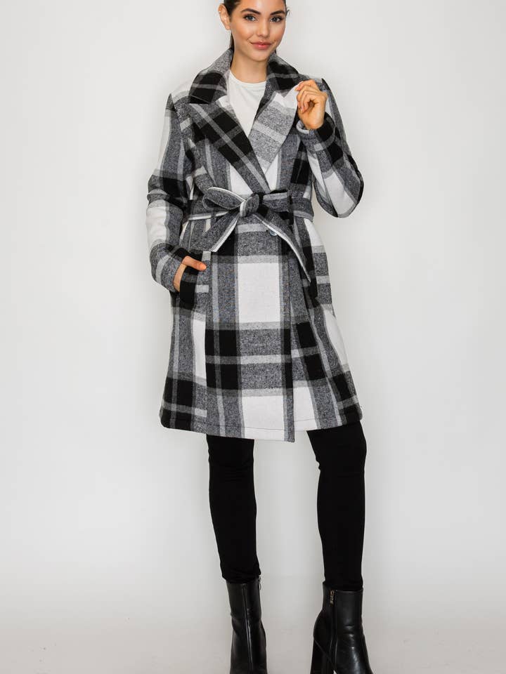 PATRONCITO USA INTERNATIONAL, INC - Wholesale Coat - Women's - Women's Long Coat Plaid Jacket with belt (LJ400)20