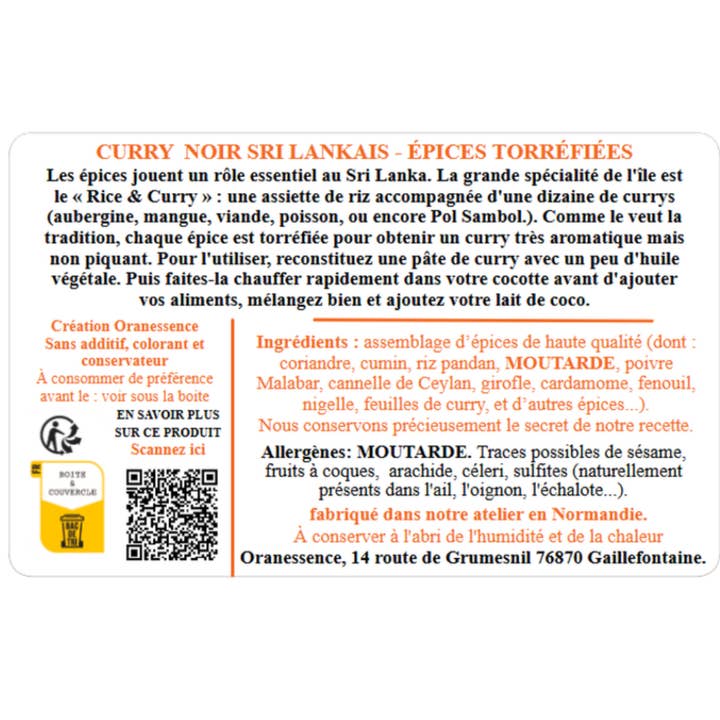 Oranessence - Wholesale Dried Spice - Sri Lankan black curry (roasted) (45g box)1