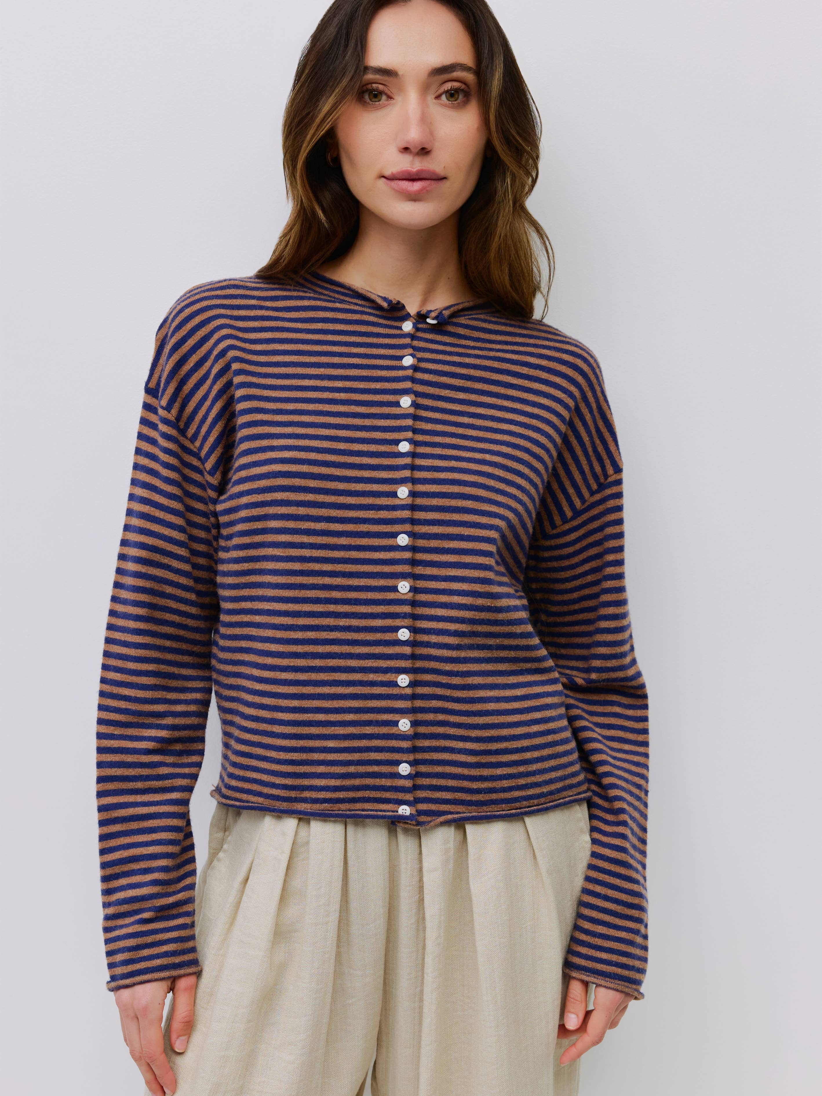MOD REF - Wholesale Cardigan - Women's - The Elisa Cardigan | Striped Button-Down Cardigan3