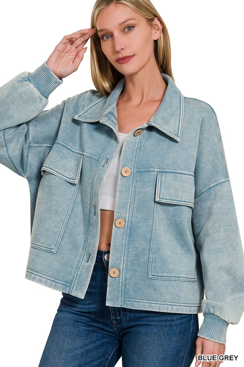 42POPS - Venta al por mayor Sobrecamisa - Mujer - ... CHAQUETA CORTA DE FORRO POLAR LAVADO CON ÁCIDO SI-2533619