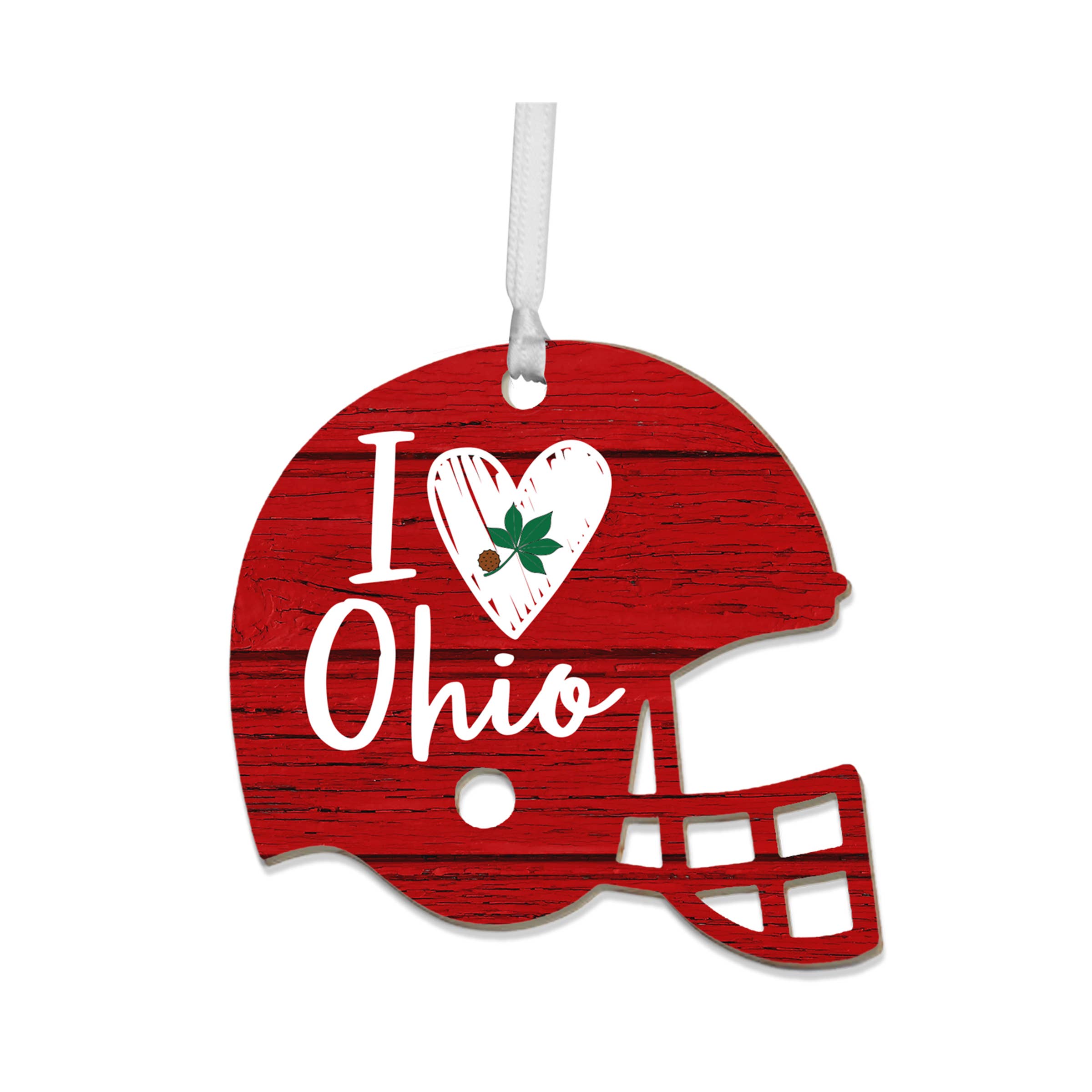 LifeSong Milestones - Wholesale Ornament - State of Ohio Heart Football Helmet Ornament: I Love Ohio