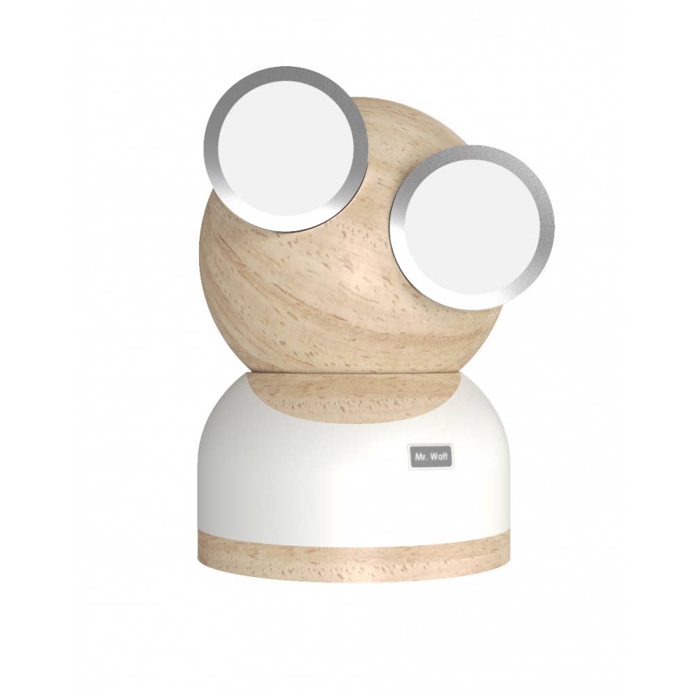 Curiosity Distribution - Wholesale Accent/Desk Lamp - GoggleLamp Mr Watt - Fun Wooden Table Lamp (white)2