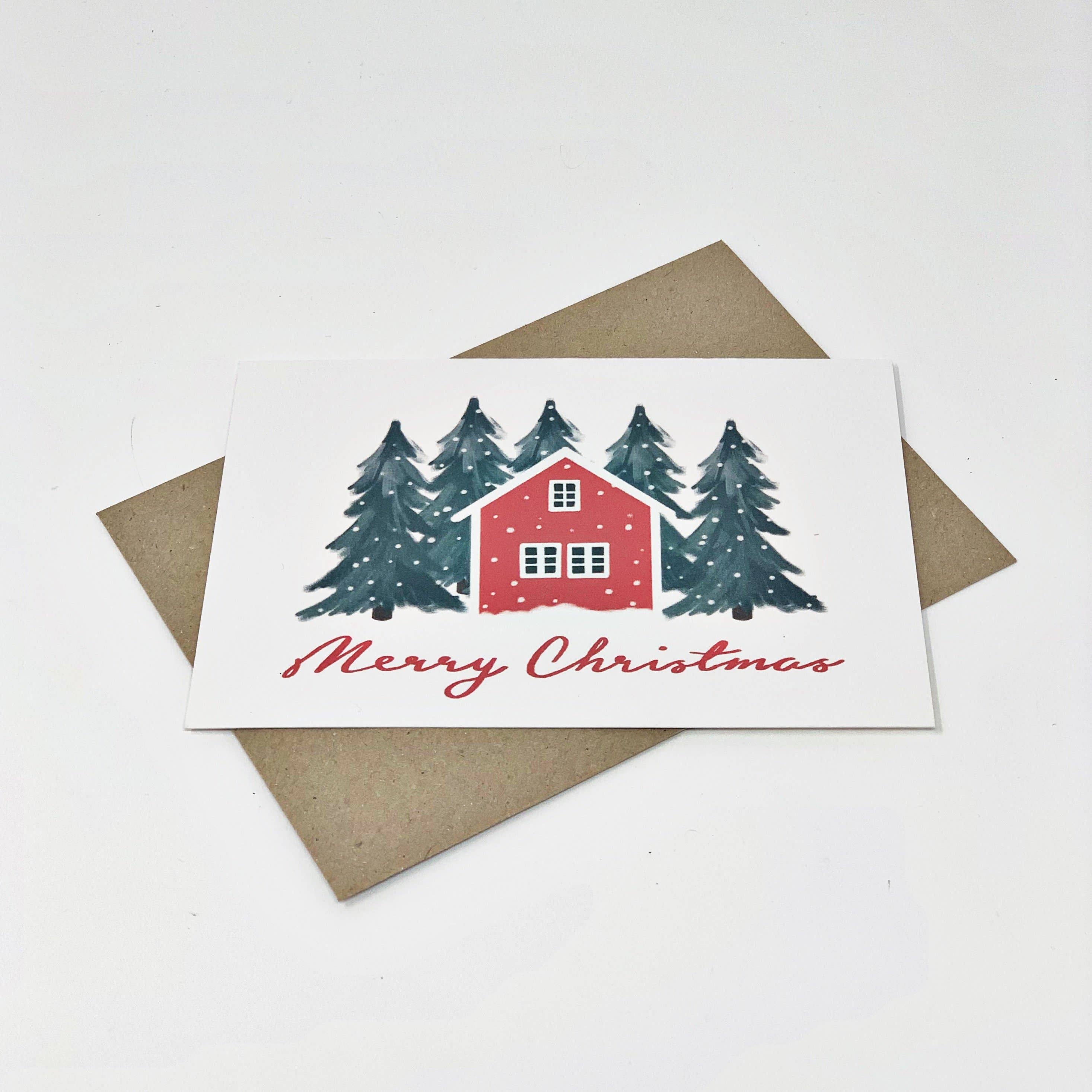 Lomond Paper Co - Wholesale Christmas Card - Scandinavian Red House "Merry Christmas"4