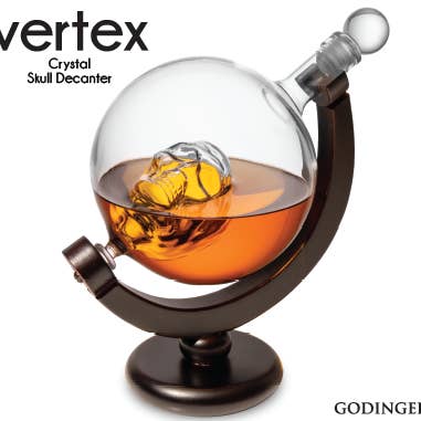 Godinger - Wholesale Decanter - Skull Decanter with Wood Base0