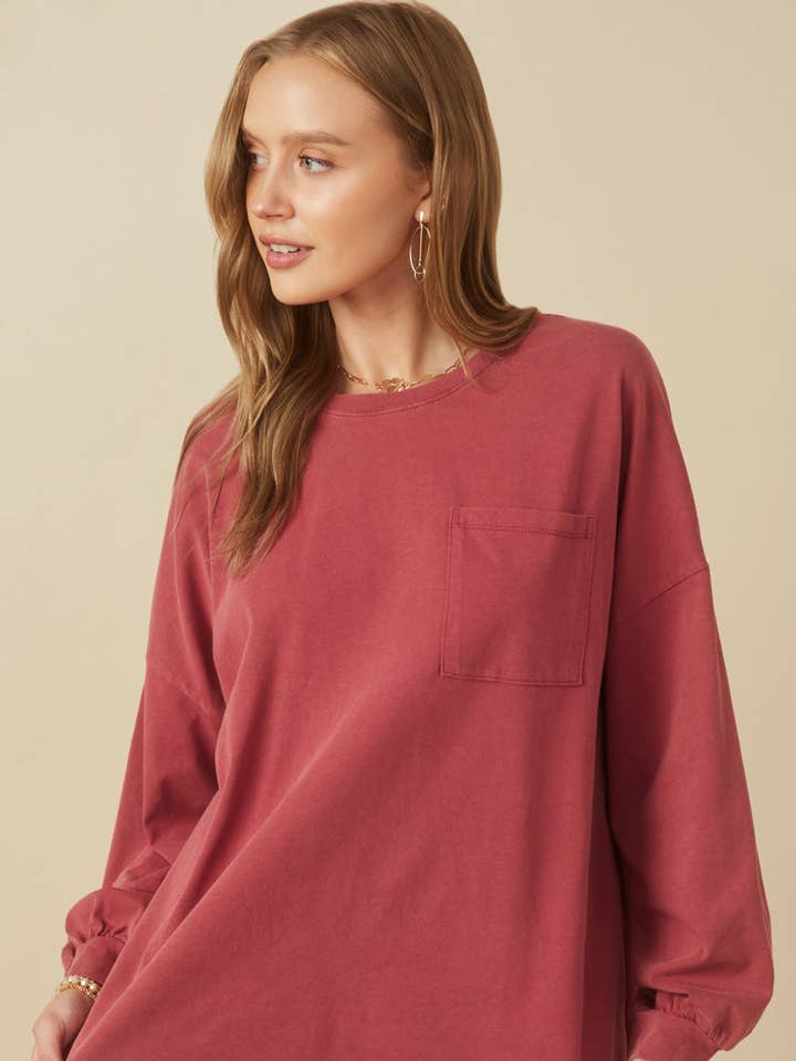 Damtröja med nedhasade axlar och tvättad långärmad stickad T-shirt för wholesale av Hayden LA