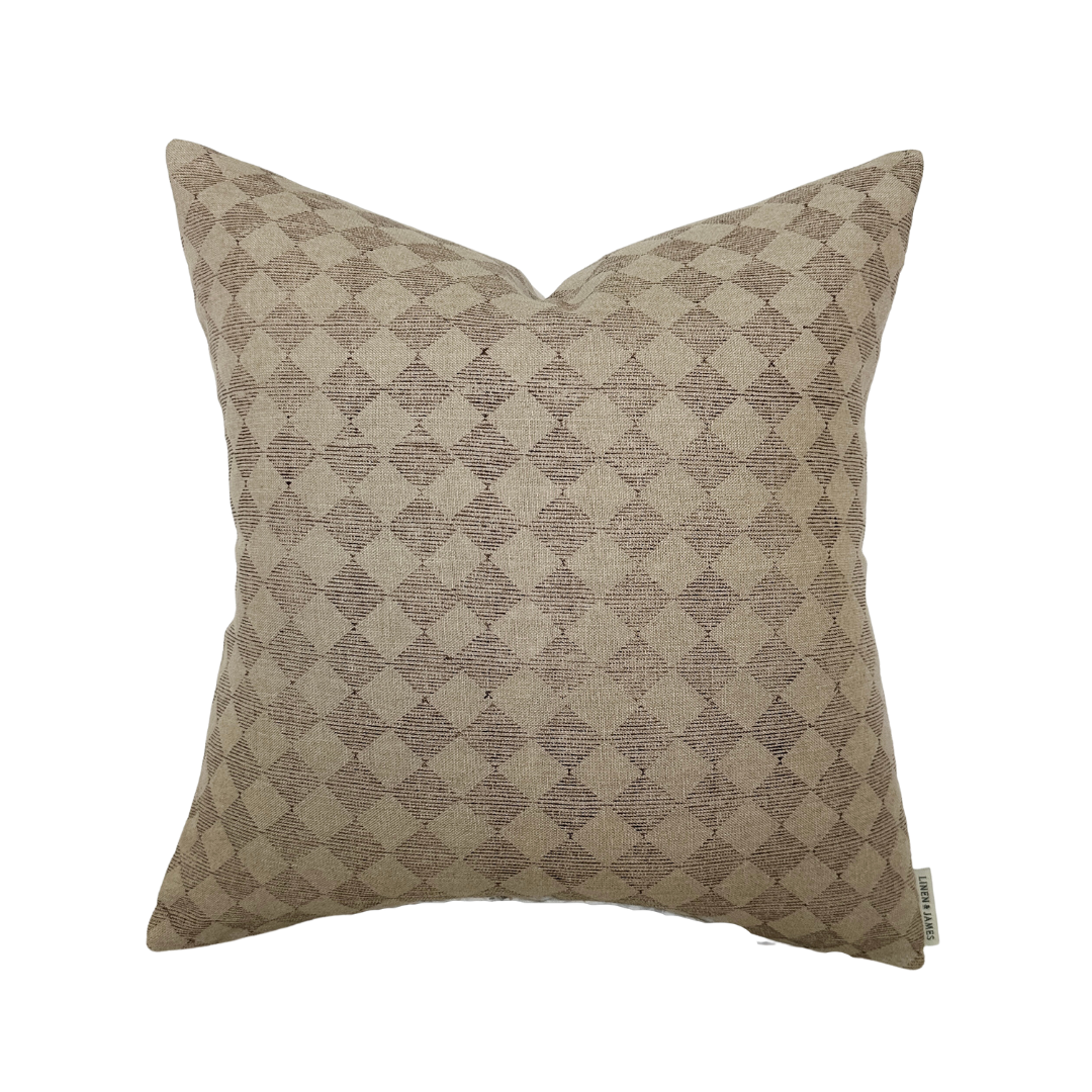 Linen & James - Wholesale Throw Pillow Cover - Dane | Brown Checkered Diamond Pillow Cover0