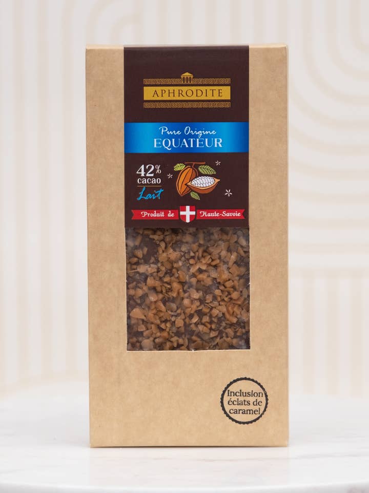 Barra de chocolate ao leite de origem pura do Equador 42% com inclusões por atacado de Aphrodite