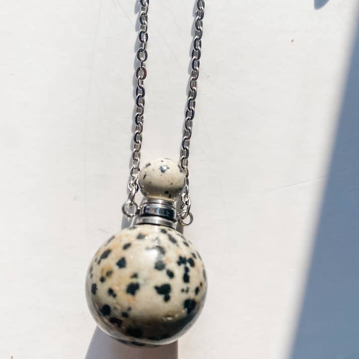 HoopLa - Wholesale Pendant/charm necklace - Perfume Bottle, Gemstone- Globe shaped-8 stone choices30