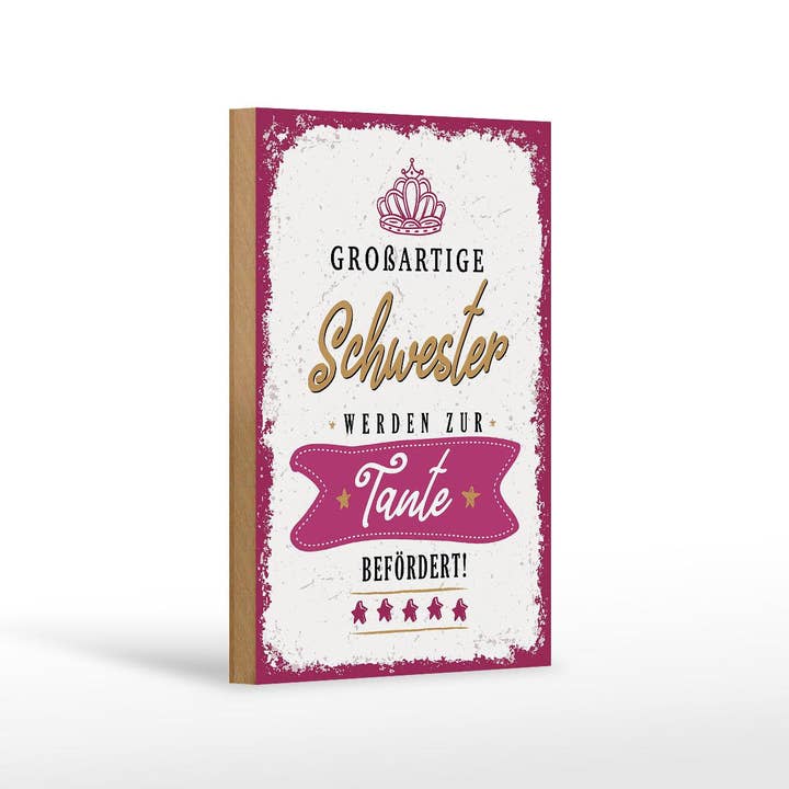 Femer - Wholesale Sign - Wooden sign saying Great sister become aunt 12x18 cm sign