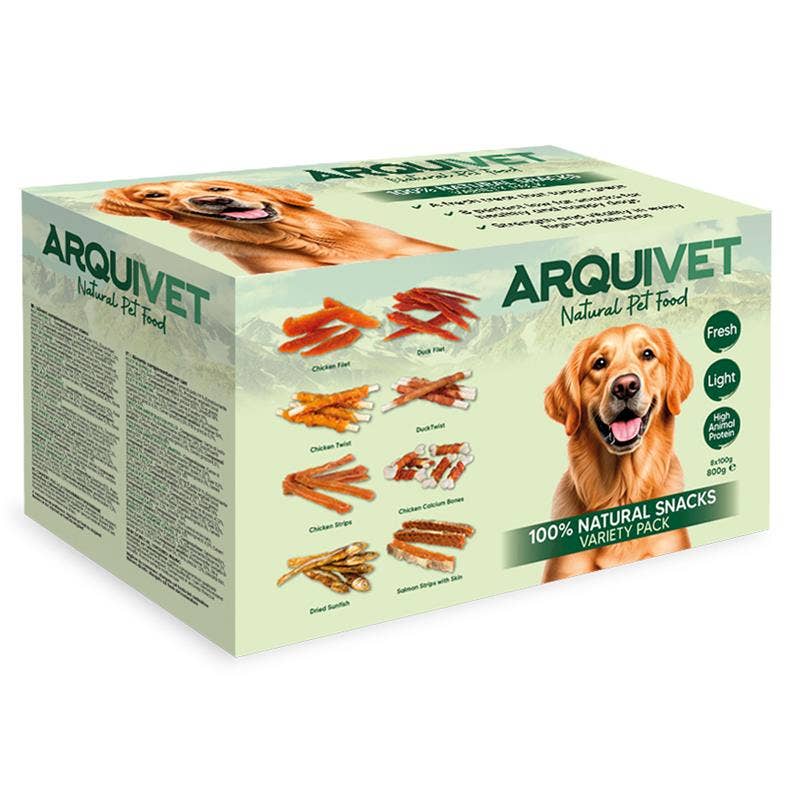 ARQUIVET, S.L.U. – Großhandel Leckerlis – Hund – Naturbelassene Snackauswahl für Hunde, 8 Sorten à 100 g0