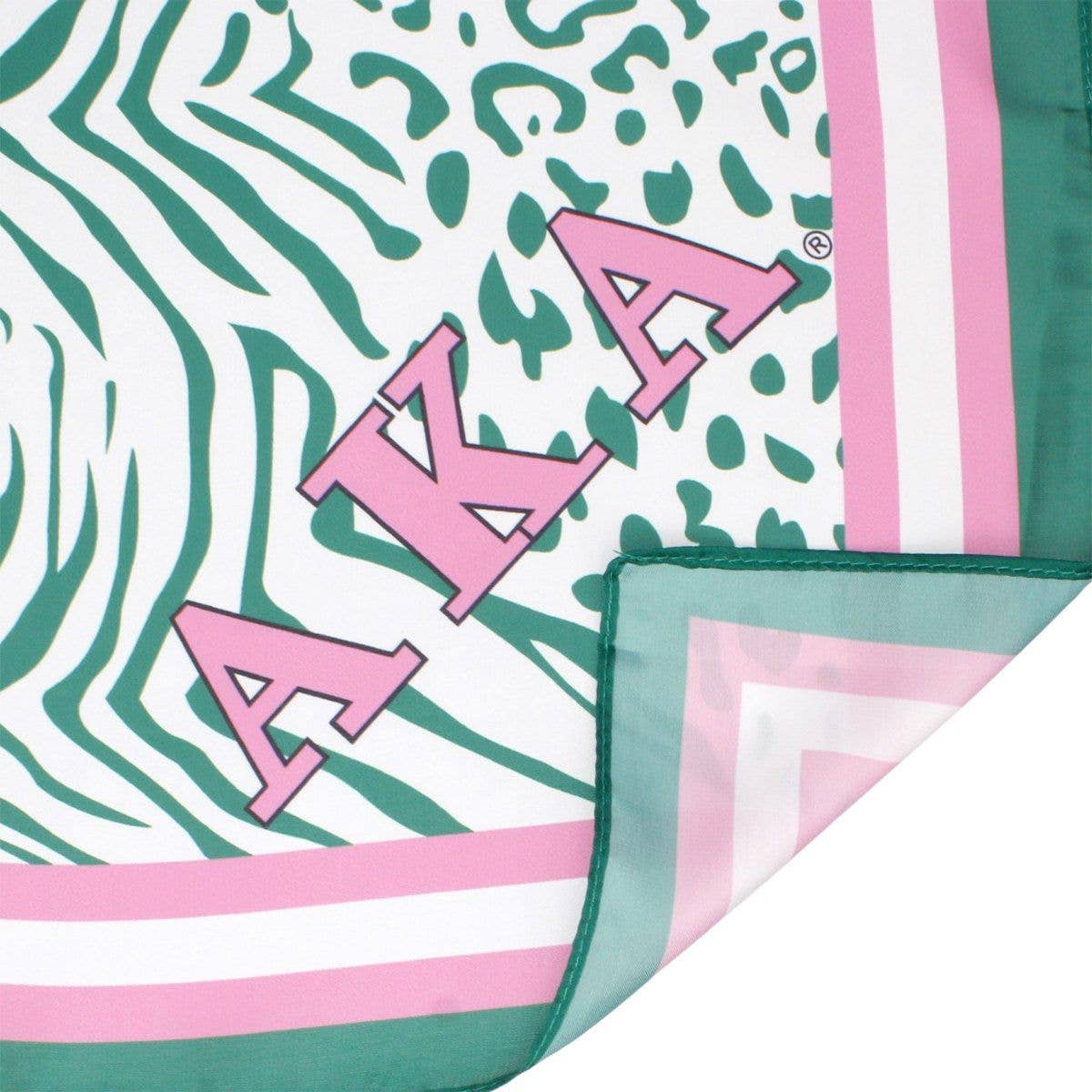 Pink and Green AKA Sorority Animal Print Square Scarf for Women for wholesale on Faire1