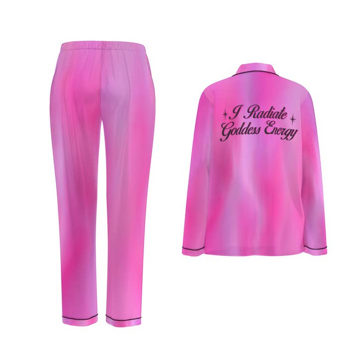 Affirmation « I Radiate Goddess Energy » avec imprimé Aura rose pour la vente par Positive Pj’s