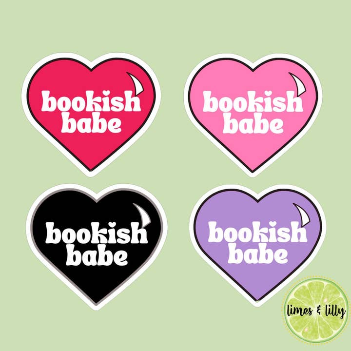 Babe Literária coração autocolantes literários, amante de livros, autocolantes de livros, kindle, portátil, leitora de romance, booktok, autocolantes picantes, picante por atacado de Limes & Lilly