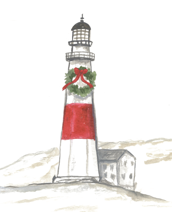 Jessica Frasz Studio - Wholesale Season's Greetings Card - Coastal Holiday Lighthouse greeting card | Nautical Holiday 2