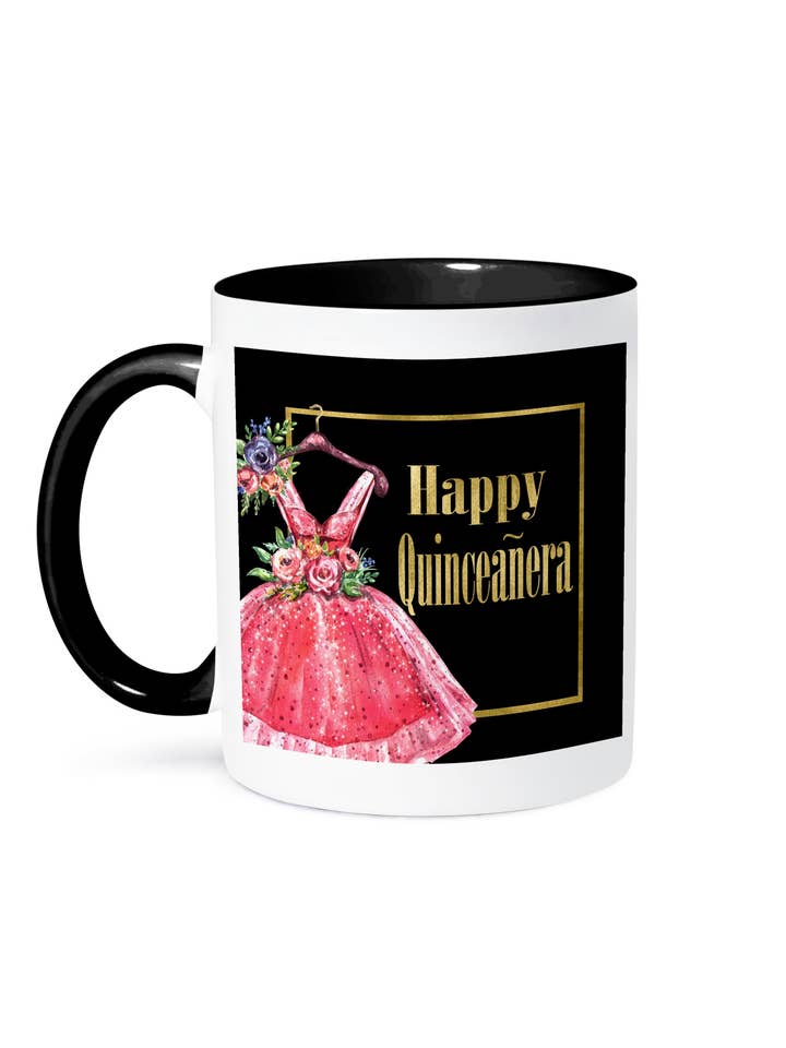 3dRose, Pretty Red Gown With Flowers Image Of Gold Happy Quinceanera, Mug and other Purchase Wholesale quinceañera dresses. Free Returns & Net 60 Terms on Faire trending on Faire.