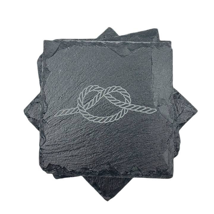 Dessous de verre en ardoise avec motifs de corde nautique - Gravés pour la vente par Killorglin Creations
