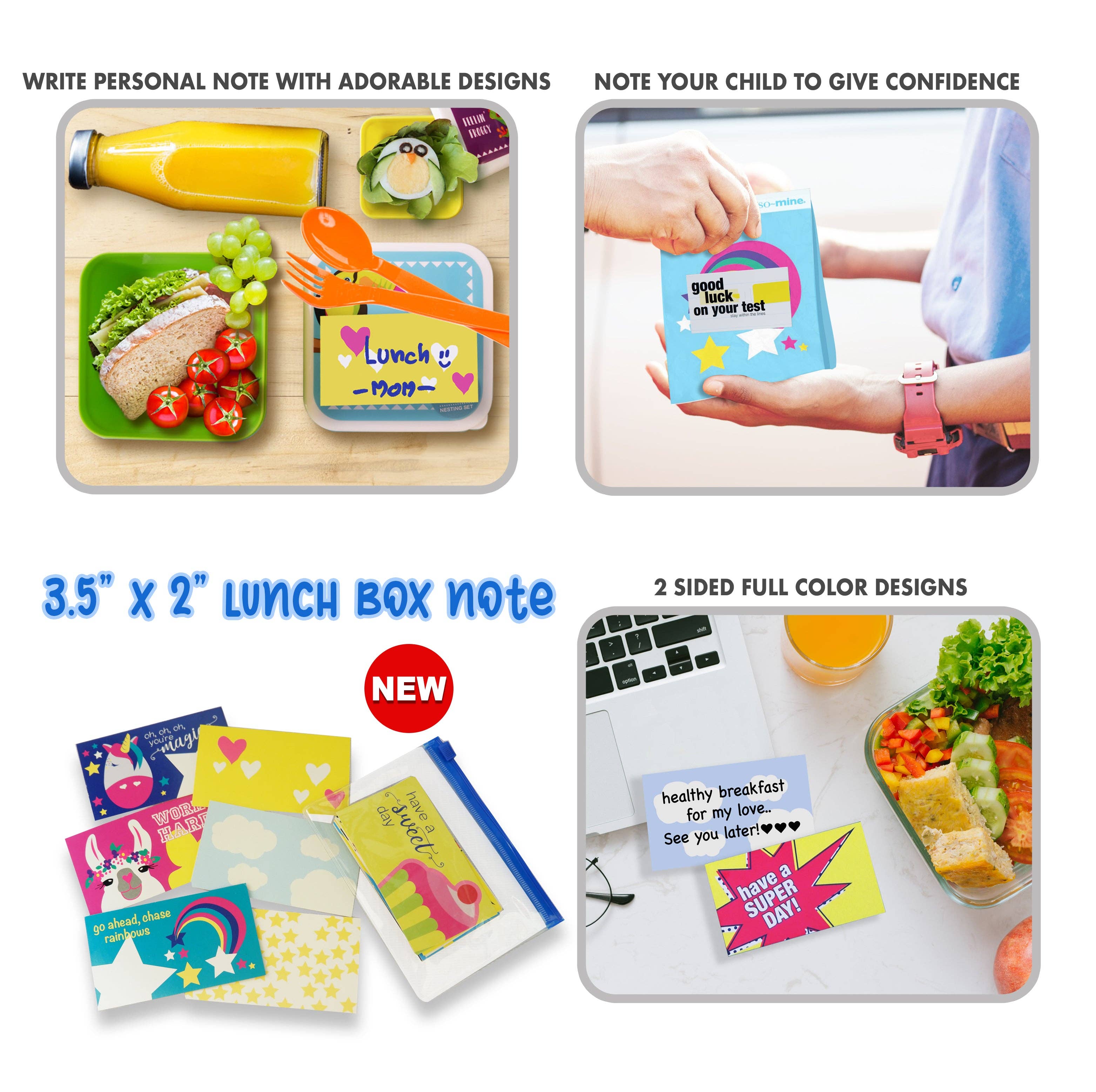 Waff World Gifts Inc – Großhandel Briefpapier-/Postkarten-Set – Lunchbox-Notizen (24 vollfarbige Designs)2