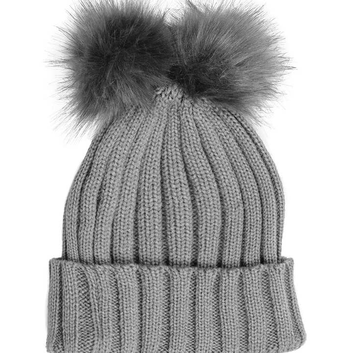Magid - Wholesale Beanie - Women's - Adrienne Vittadini Dual Pom Pom Knit Beanie2