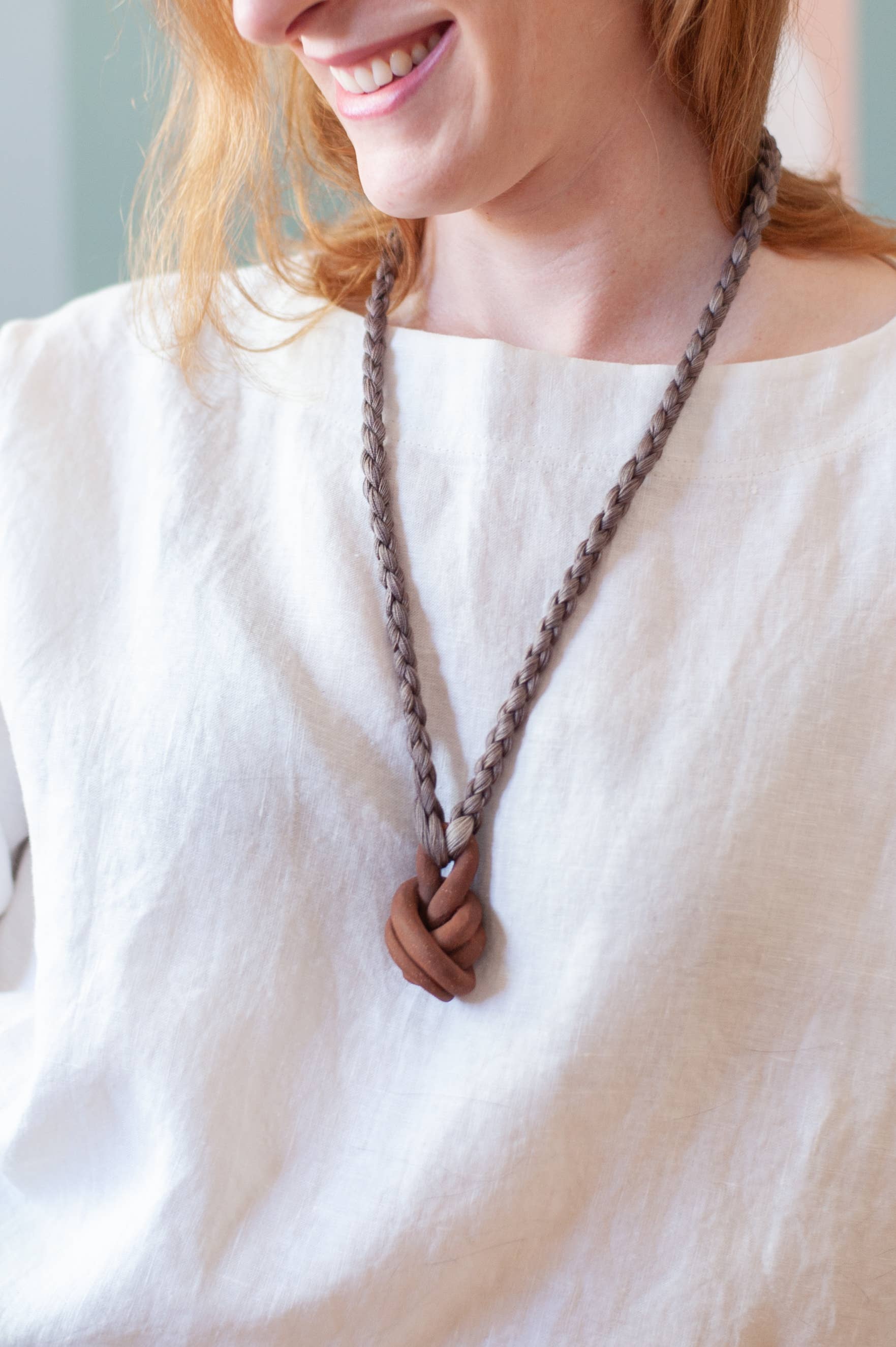 Pewter Knot - Red Earth - Matte Unglazed Ceramic, Hand Dyed Cotton for wholesale on Faire3