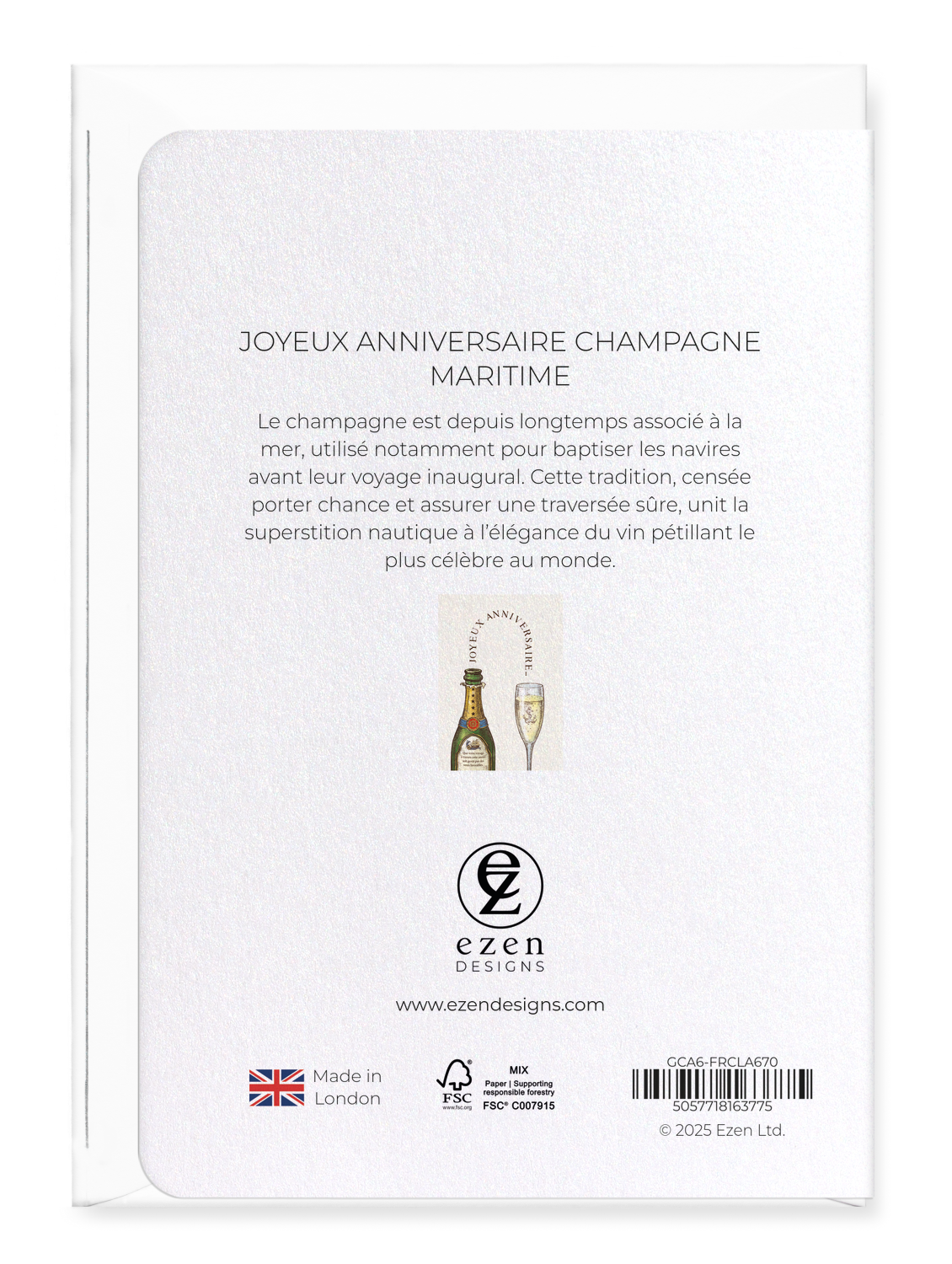 Ezen Trade - Wholesale Birthday Card - JOYEUX ANNIVERSAIRE CHAMPAGNE MARITIME: Greeting Card1