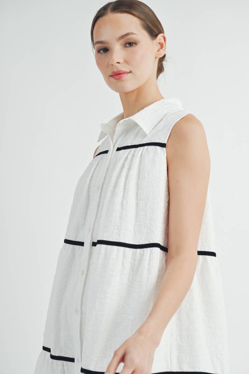 AIBLEE - Venta al por mayor Vestido - Mujer - Vestido mini de vuelo abotonado - Sin mangas34