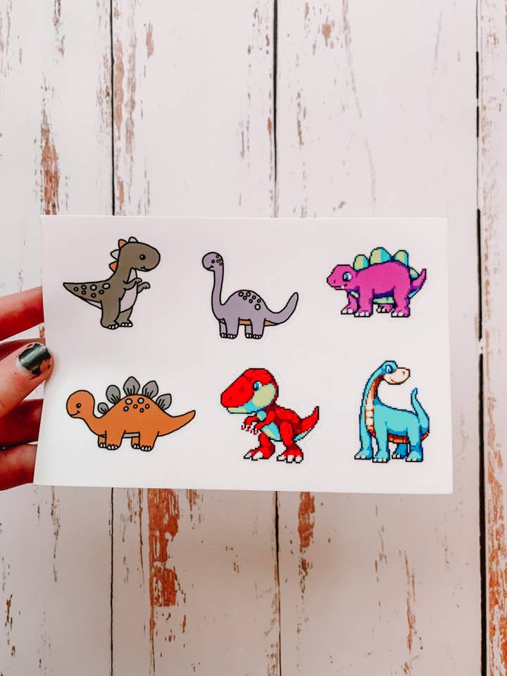 Sød Dinosaur Sticker Sheet for engroshandel hos Jaxey Designs