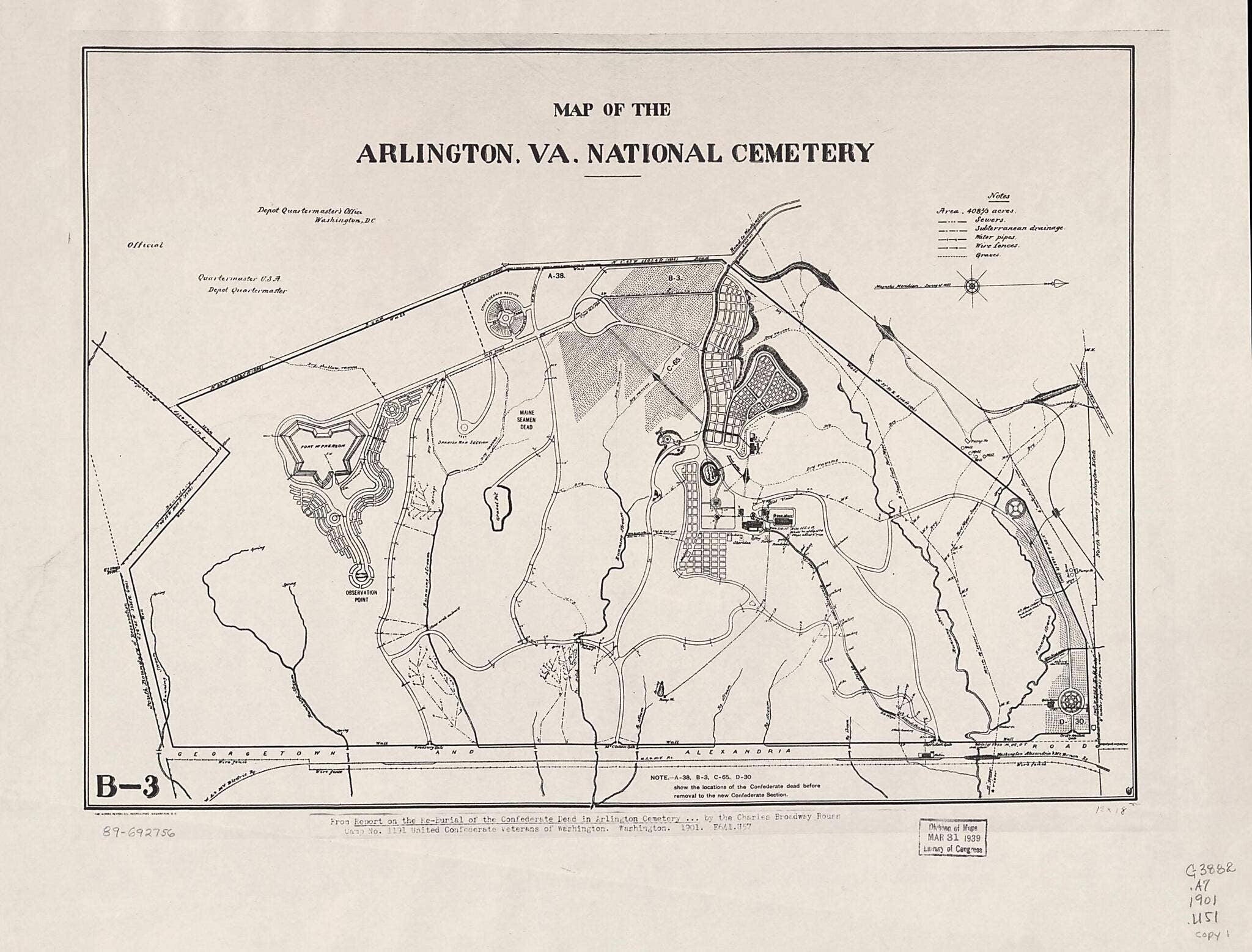 Relic Map Co. - Wholesale Map - Map of the Arlington, Va. National Cemetery 19010