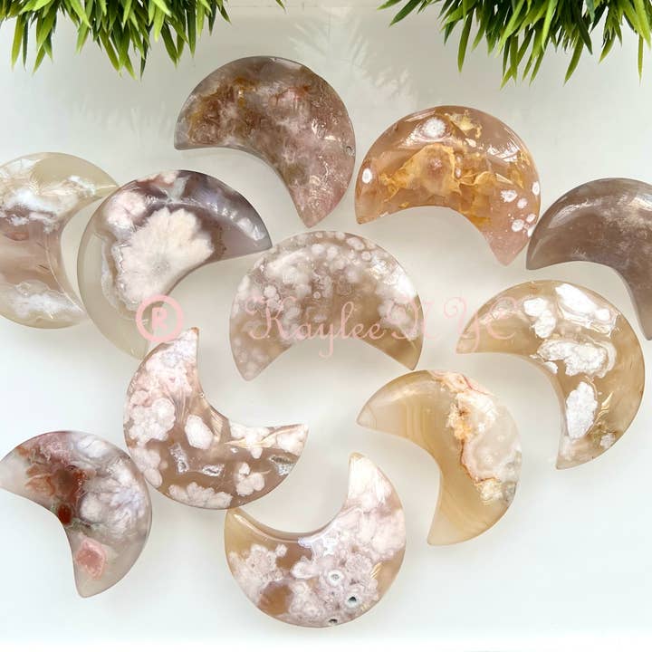 KayleeNYC - Wholesale Spiritual Stone/Crystal - 1 lb Natural Flower Agate Crystal Moon Healing Lot