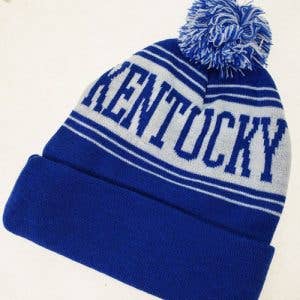 Kentucky Pom Pom Cuff Knit Hat for wholesale by Turnovers Inc